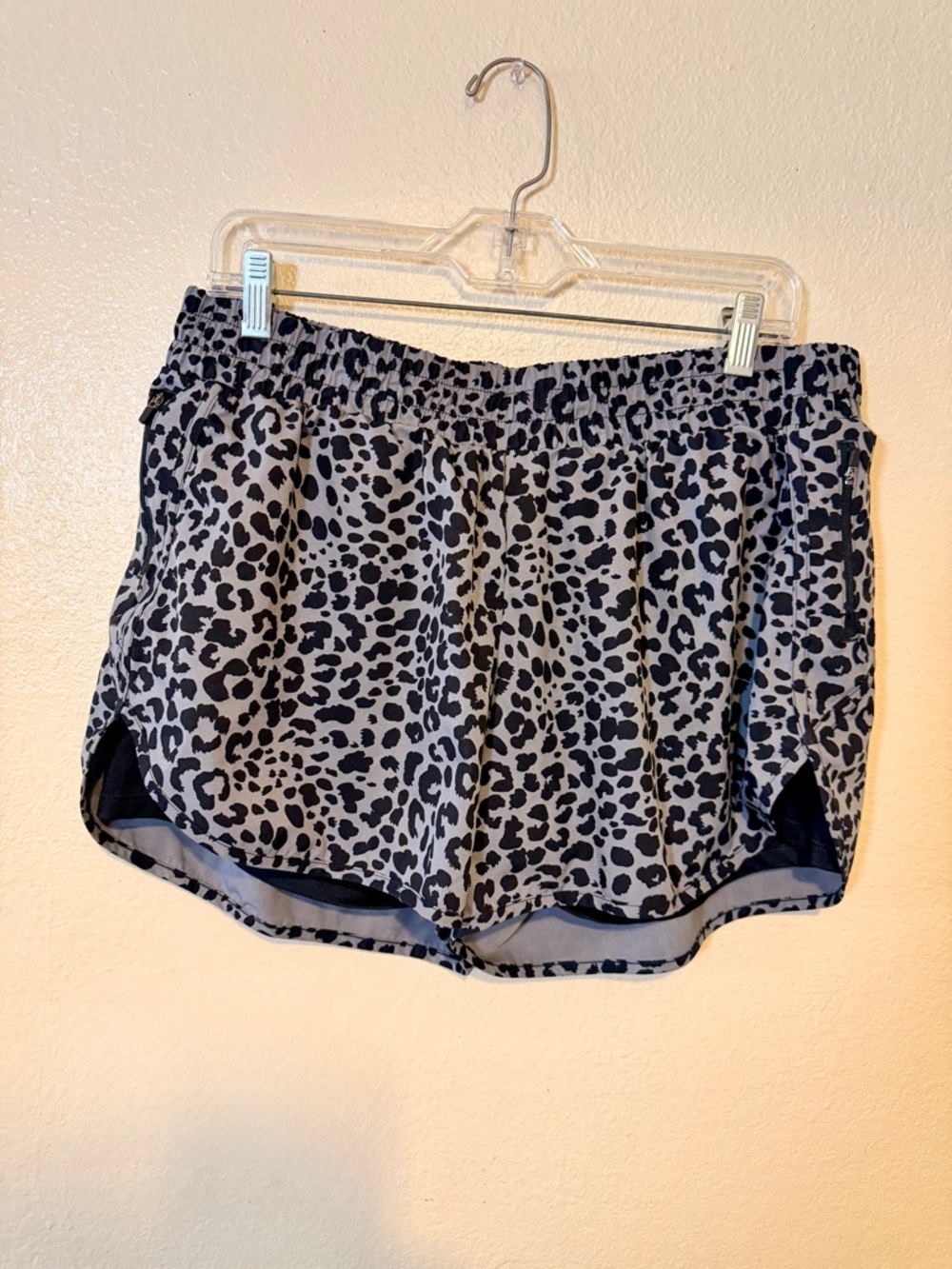 Avia Leopard Print Athletic Shorts - Gray and Black